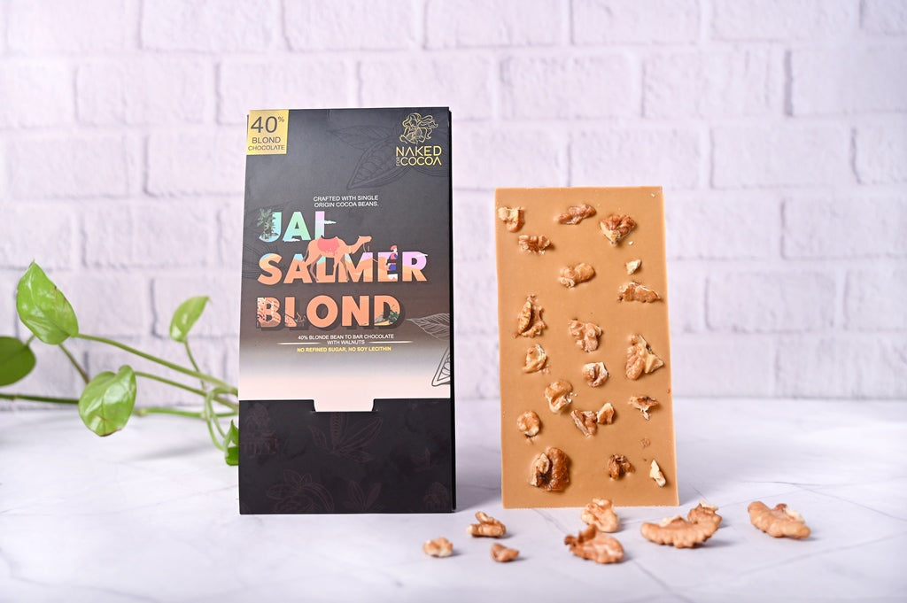 Jaisalmer Blonde 40% Blonde Bean to Bar Chocolate with walnuts - 80 Gram (Pack of 2)