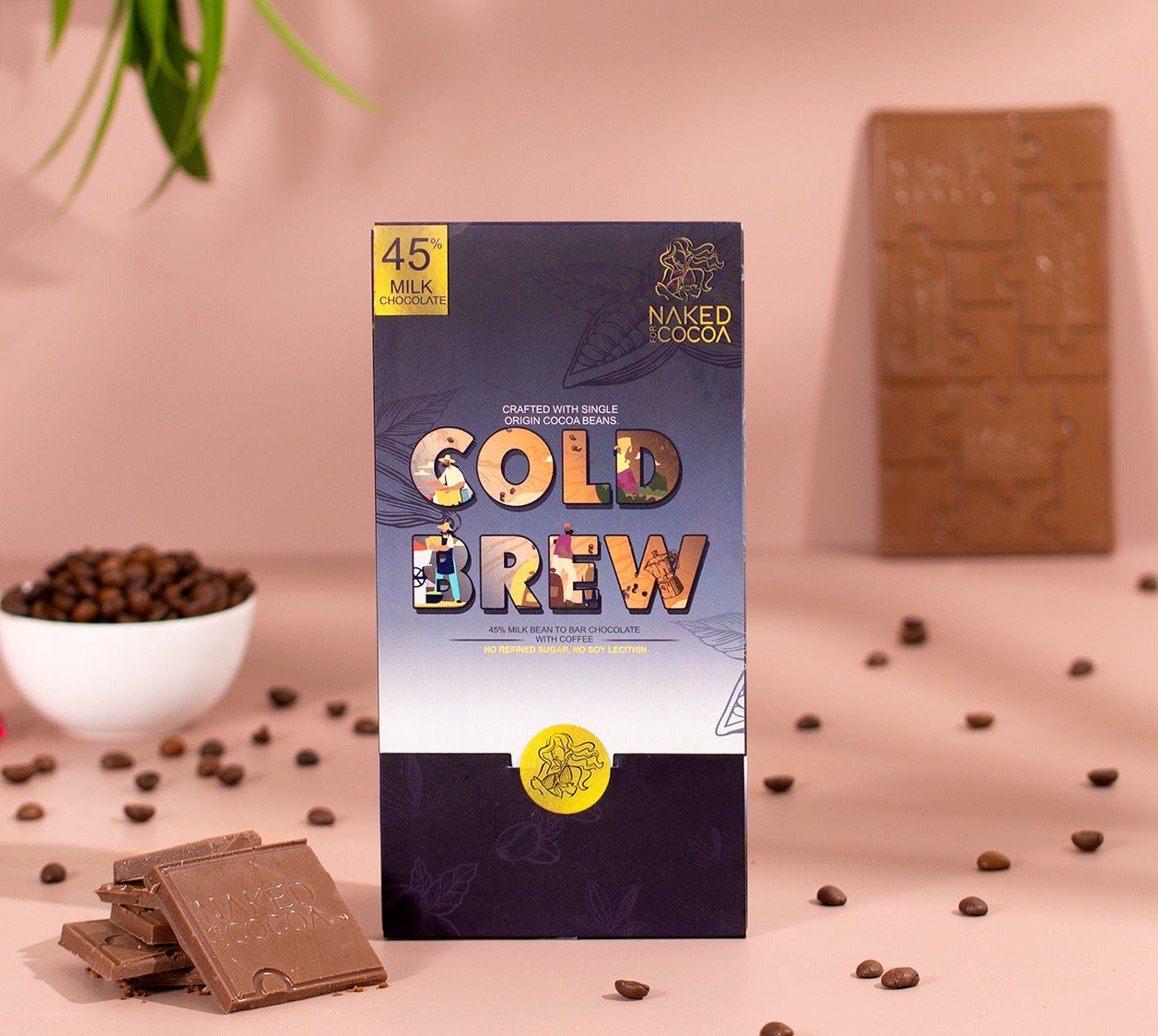 Cold Brew 45% Milk Bean to Bar Chocolate - 80 Gram (Pack of 2)